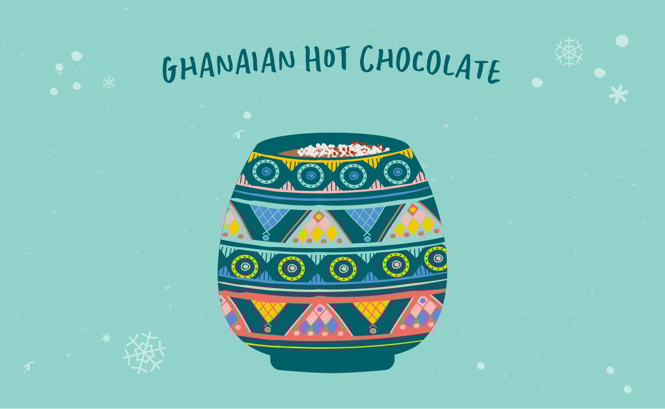 Illustrated graphic of Ghanaian hot chocolate