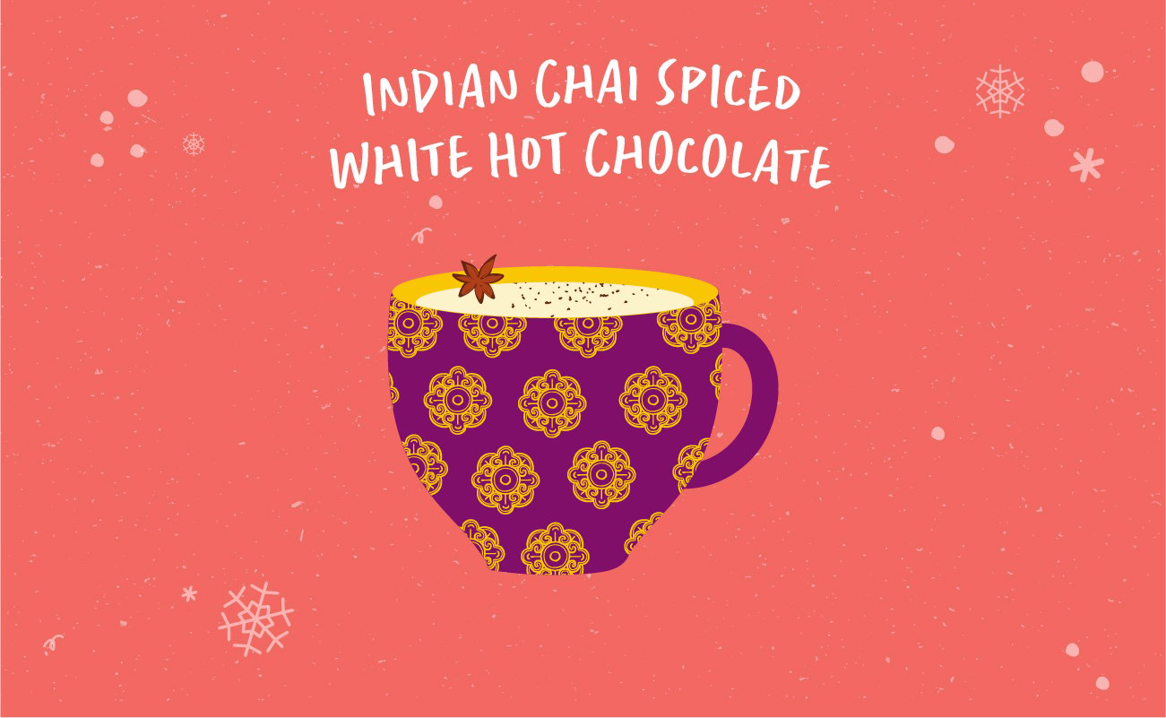 Illustrated graphic of Indian Chai Spiced White hot chocolate