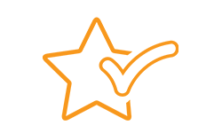 Orange star with check