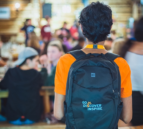 student wearing backpack