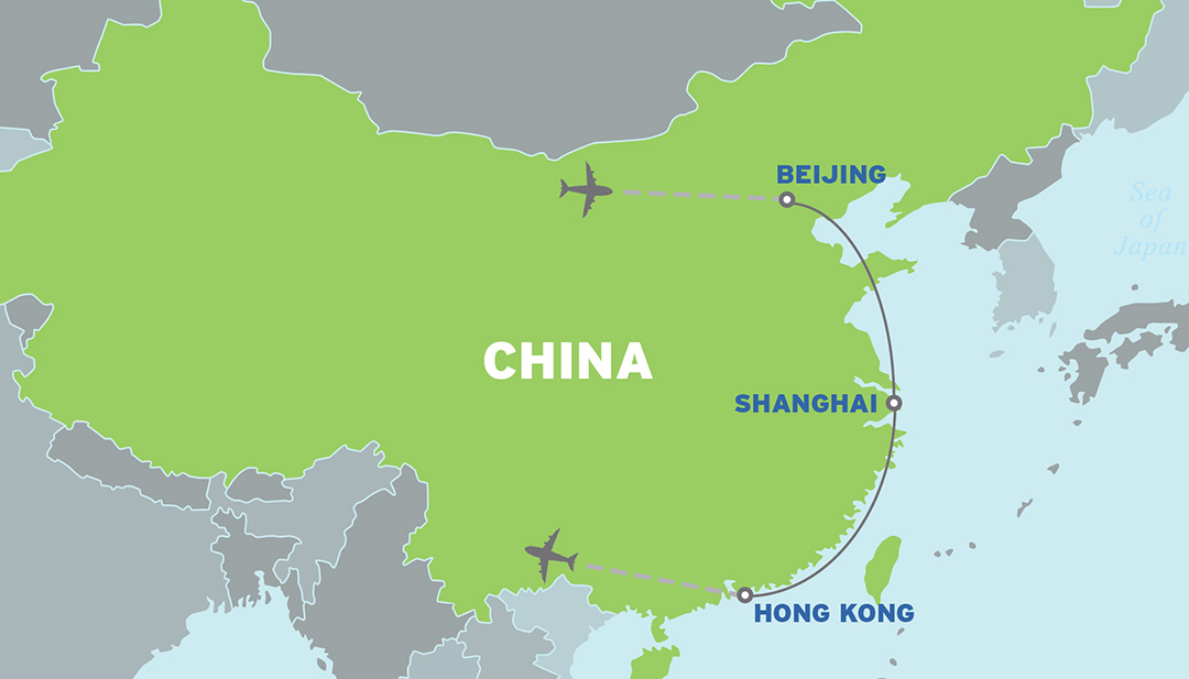 China: Asia Educational Student Trip map