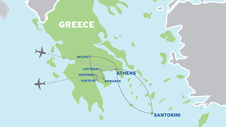 Greece & Santorini: Student Educational Tour map