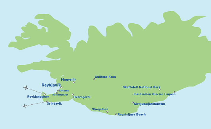 Iceland: Nordic European Student Tour map