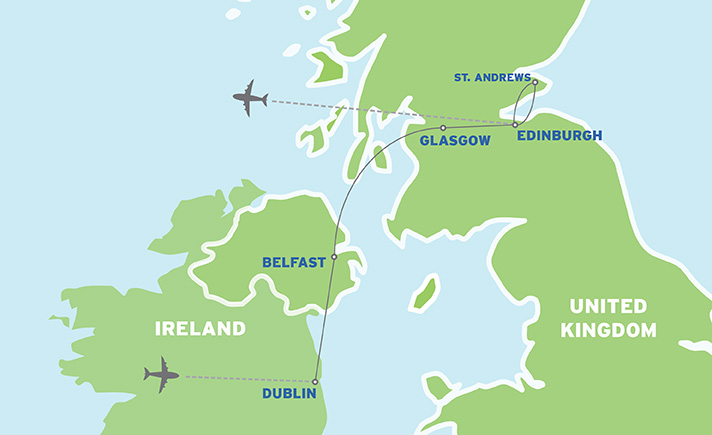 Ireland & Scotland: European Student Trip map