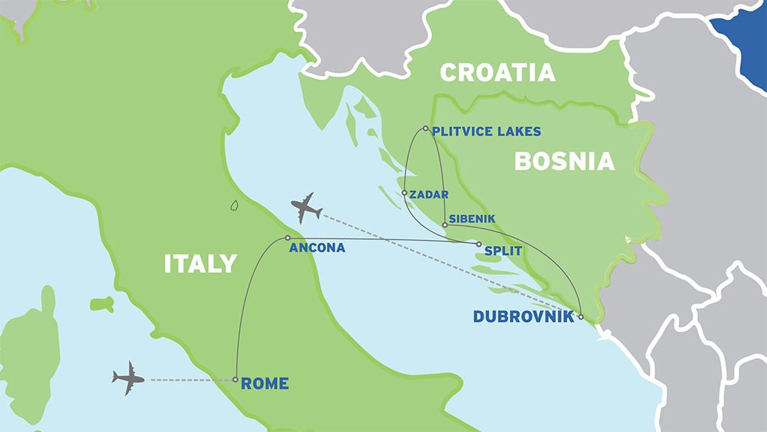 Italy and Croatia: European Student Trip map