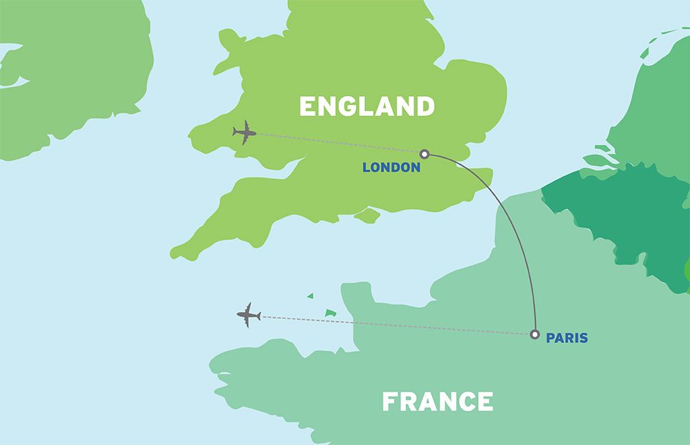 London & Paris: European Student Trip map