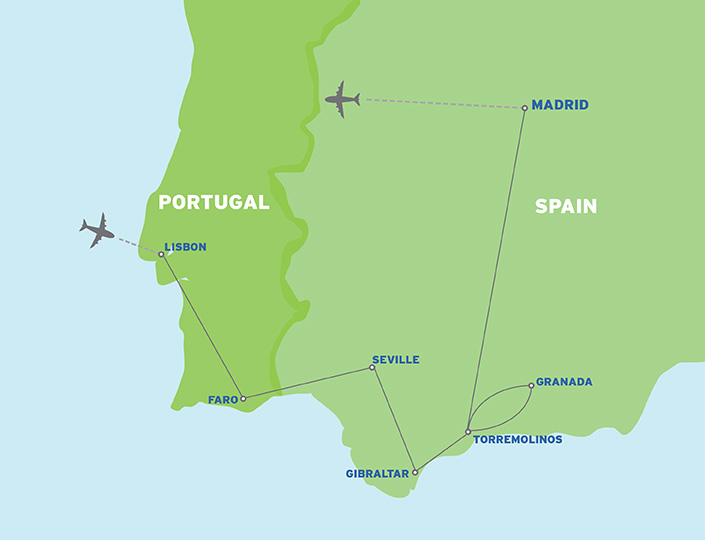 Portugal & Spain: European Student Trip map