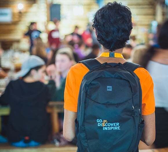 student wearing backpack